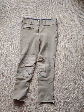 Womens Tuffrider  Pants Beige Khaki Pull On Breeches Size 28